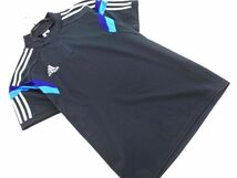 adidas アディダス ハーフジップ カットソー sizeL/紺 ■◆ ☆ dfb2 レディース_画像1