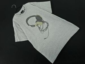 ネコポスOK BEAMS T ビームスT ヘッドフォン柄 プリント 半袖 Tシャツ sizeM/グレー ■◆ ☆ dfb4 レディース