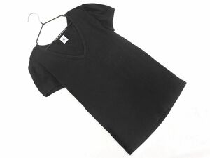 ネコポスOK PETIT BATEAU プチバトー Vネック Tシャツ size16/黒 ■◆ ☆ dfc1 レディース