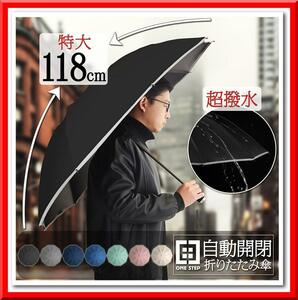 【新品】折りたたみ傘 自動開閉 晴雨兼用 逆さ傘 特大 118cm 暑さ対策（グレー）