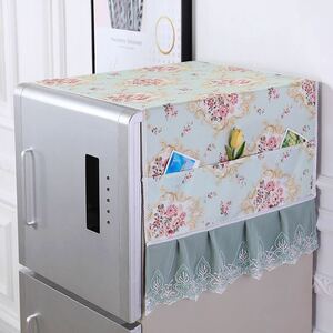  new goods refrigerator cover washing machine cover multi cover dustproof cover stylish floral print green frill & with pocket tablecloth 55*130cm