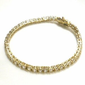 J◇SV925 ストーン付 テニスブレスレット ゴールドカラー 18.5cm 3.3mm幅 SILVER シルバー tennis bracelet【ネコポスOK】