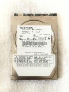 TOSHIBA 東芝 HDD 2.5インチ MK1034GSX 100GB