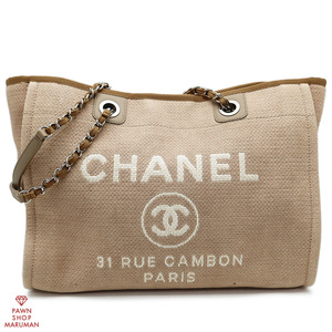  Chanel do- vi ruMM A67001 canvas × leather beige × silver metal fittings [ circle ten thousand quality store ]