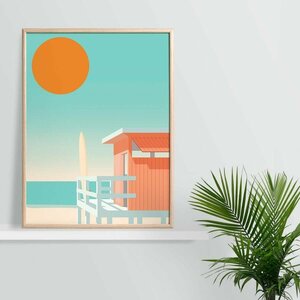 California Beach Print (30 x 40cm) A3 アート ポスター 北欧 リビング Art Poster