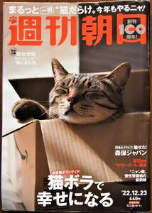 週刊朝日☆2022/12/23 まるっと一冊〝猫だらけ”今年もやるニャ！「猫にまた旅」2023カレンダー 岩合光昭