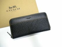 COACH 長財布 新品 同様 未使用 正規品 [156] ジッピーウォレット メンズ レディース F12130 テクスチャード レザー ブラック_画像1