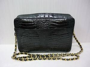  crocodile KAIYO chain shoulder bag black black kai you leather original leather a