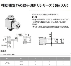 ◇AF　コガネイ UEF6U 補助機器TAC継手 （5個入り）
