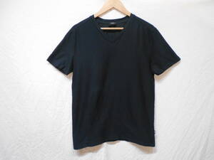 HUGO BOSS Hugo Boss V neck short sleeves T-shirt SLIM FIT MERCERISED L size black 