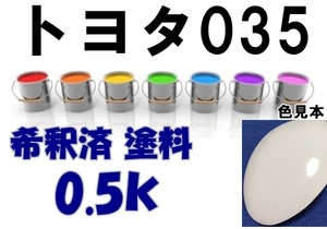 ◇ トヨタ035　塗料　スーパーホワイト　希釈済　カラーナンバー　カラーコード　035