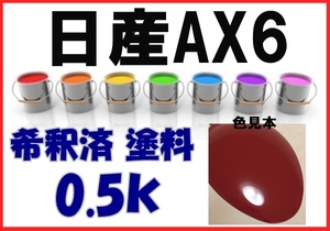 ◇ 日産AX6　塗料　バーニングレッド　エクストレイル　希釈済　カラーナンバー　カラーコード　AX6