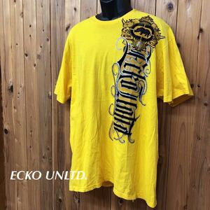 ECKO UNLTD. /エコー アンリミテッド /メンズXXL 半袖 Tシャツ トップス プリント ロゴT イエロー HIP-HOP B系 アメカジ USA古着