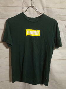 メンズ ph154 PUMA プーマ ロゴ プリント 半袖 Tシャツ S グリーン 緑
