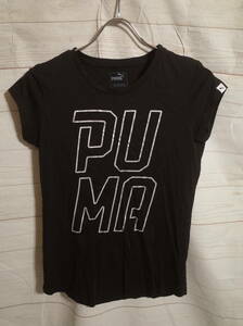 レディース ph381 PUMA プーマ ロゴ プリント 半袖 Tシャツ M ブラック 黒