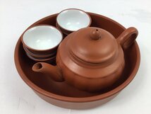 【三】茶器セット　中国茶　朱泥　急須　湯呑　湯飲み 湯こぼし　盆　茶器　コレクション　o2861-C_画像1