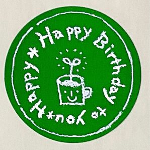 ハッピーバースデーシール16枚セット グリーン丸型