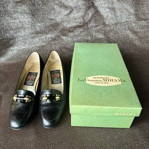 ローファーパンプス 23.5cm レディース　motomachi Les Chaussures MIHAMA SINCE 1923 箱付　ヒール約4cm ブラック　靴　黒　中古品