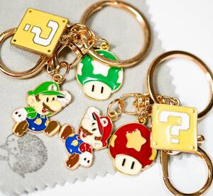  Mario charm key holder kinopio mushrooms flower 2 piece set [ cloth width attaching ]