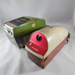  Showa Retro operation not yet verification junk National electric pencil sharpener 2 pcs together KS-5 KP-11 pencil sharpener 