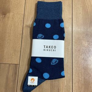 新品未使用品 タケオキクチ 靴下 ネイビー ドット柄 TAKEO KIKUCHI 厚手