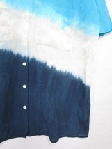 【送料無料】 KANAKO SAKAI カナコサカイ シャツ・ブラウス 水色×ベージュ×ネイビー 綿 タイダイオープンカラーシャツ size36 S/948349_画像3