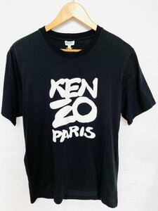 【送料無料】KENZO ケンゾー　KENZO PARISプリント メンズLサイズ ブラック　オフホワイト／6425526