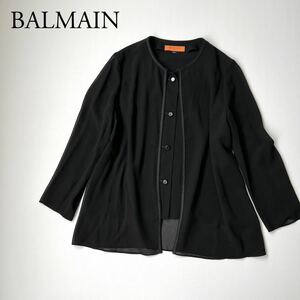 BALMAIN Balmain no color жакет блузон внешний перо тканый tops длинный рукав накладывающийся надеты дизайн гонки 