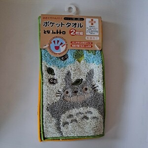 ☆となりのトトロ☆「元気にお散歩」ポケットタオル2枚セット（なまえが書けるネーム付き）