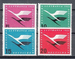 西ドイツ 1955年未使用NH ルフトハンザ航空#205-208