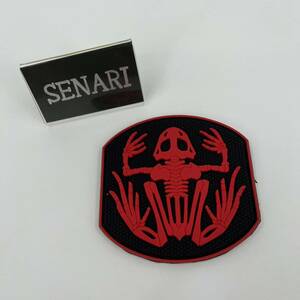 S-1102/送料無料/サバゲー　サバイバルゲーム/　簡単取付！　NAVY SEALs DEVGRU　カエル　骨　ベルクロ　ワッペン　パッチ　/　レッド　赤