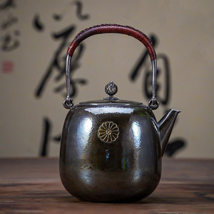 古銀 茶壺 「純銀櫻花紋提梁壺」 銀瓶 煎茶 湯沸 急須 茶道具 南鐐 金工 茶器 時代物 銀純度99.9% LT-05420