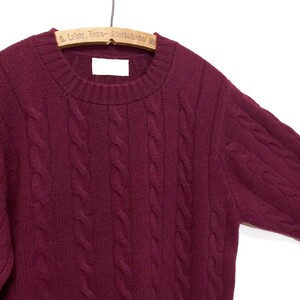 《肉厚 / カシミヤ100% / ワインレッド》スコットランド製 ウィリアムロッキー ケーブル編み カシミヤ セーター メンズ 38 ニット アラン