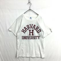 KZ238★STARTER : 80～90's USA製 カレッジプリントTシャツ★S★白 HARVARD UNIVERSITY ハーバード大学_画像1