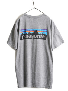 17年製 ■ パタゴニア プリント 半袖 Tシャツ ( メンズ L ) 古着 Patagonia アウトドア フィッツロイ P-6 オーガニック コットン グレー 灰