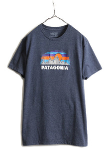 16年製 ■ パタゴニア プリント 半袖 Tシャツ メンズ L / 古着 Patagonia オーガニック コットン アウトドア フィッツロイ ロゴTシャツ 紺