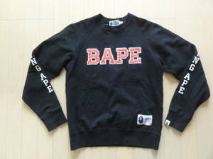 美品 A BATHING APE BAPE 93ロゴ トレーナー Mサイズ 黒 001SWC301001X