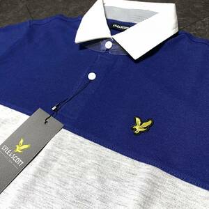 Lサイズ ライルアンドスコット LYLE&SCOTT 長袖 ポロシャツ ゴルフ メンズ 新品 ネイビー 紺 グレー ワンポイント ワッペン 春秋 送料無料