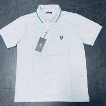 Mサイズ ライルアンドスコット LYLE&SCOTT 半袖 ポロシャツ ゴルフ メンズ 新品 ワンポイント ワッペン 春夏 グレー 灰色_画像2