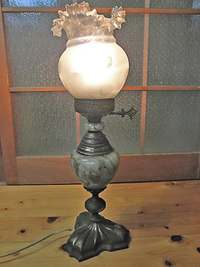 *paki Stan onyx / marble pedestal * frill glass Hoya floor stand H55cm/ night stand lamp type shade cloudiness . glass Hoya 