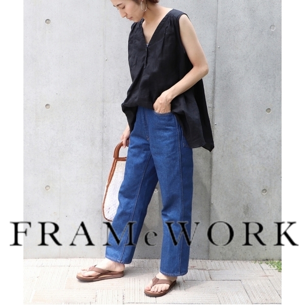 ◆新品◆FRAMeWORKフレームワーク◆ノースリブラウス チュニック BLACK黒