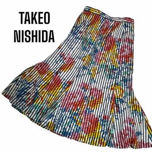 TAKEO NISHIDA　タケオニシダ　エスカルゴ　スカート　花柄　ストライプ