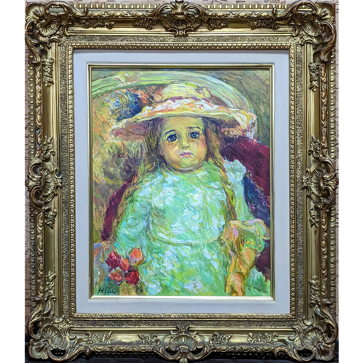 現金特価】 916❣️ フランス人形 油絵 ヴィンテージ 絵画/タペストリ