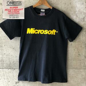 【ET250】 Tシャツ 企業T マイクロソフト Microsoft ロゴ 黒T