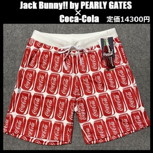 L размер (5) * новый товар Jack Bunny!! by PEARLY GATES Pearly Gates Jack ba колено Coca * Cola красный шорты Golf 262-1132517