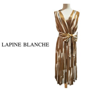  new goods 64900 jpy 9 number 38 LAPINE BLANCHE Italy made imported car material lame ... what pattern print dress One-piece lapi-n Blanc shu wedding . meal .