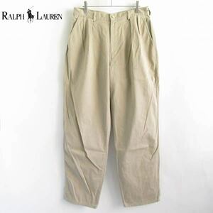 90s 初期タグ POLO CHINO ツータック チノパン カーキ系 32×30 ポロ ラルフローレン 2タック 旧タグ ビンテージ D148-25-0029XV