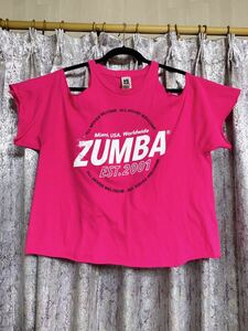 ZUMBA ズンバ シャツ タンクトップ Tシャツ 正規品 肩出し 肩開き トップス カットソー ダンス リメイク エアロ フィットネス 肩スリット