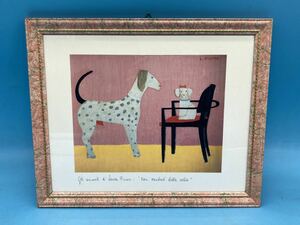 【A7402O098】絵画 ラウラフューメLAURA.FIUME 犬と犬 印刷 アートポスター