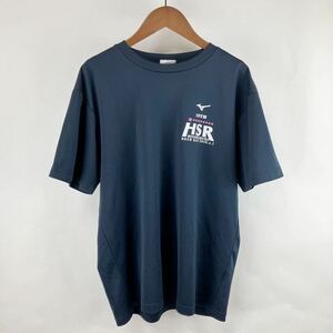 mizuno ミズノ レディース 半袖Tシャツ プリントTシャツ Lサイズ ポリエステル製 ネイビー イベントTシャツ スポーツウェア 丸首 シンプル